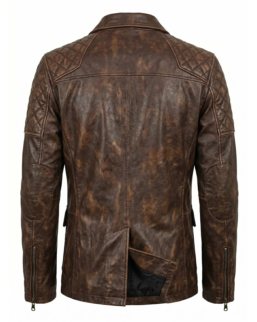 Brown leather jacket on a white background