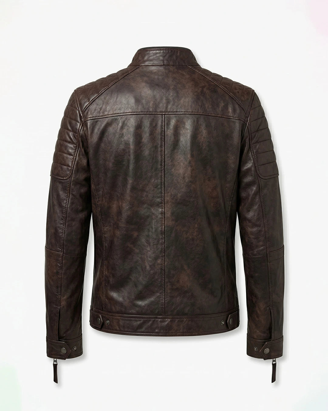 Brown leather jacket on a white background