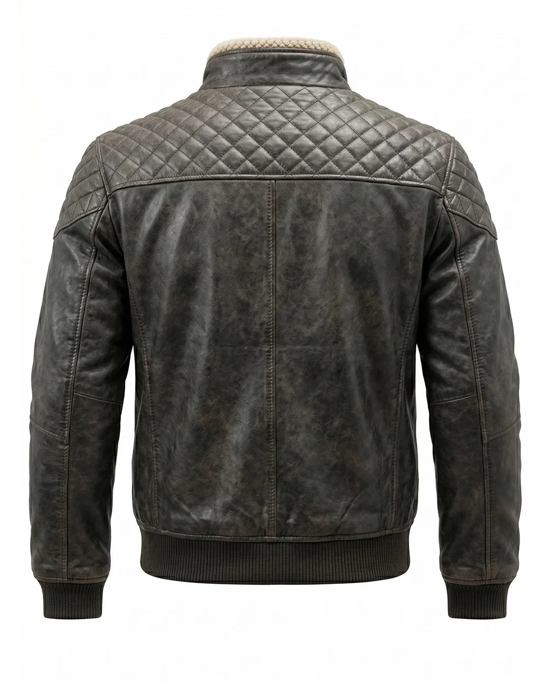Quilted leather jacket on a white background