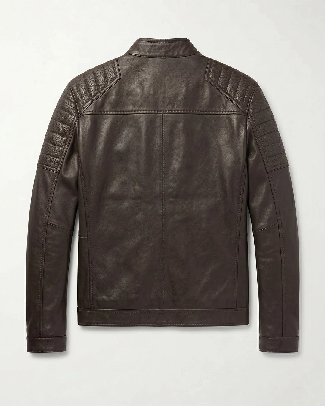 Brown leather jacket on a light gray background