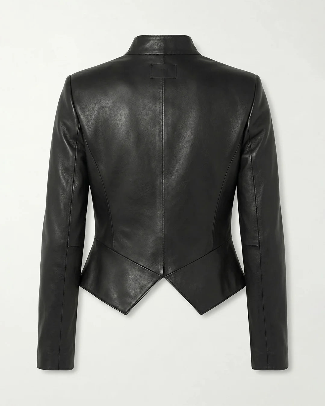 Black leather jacket on a white background