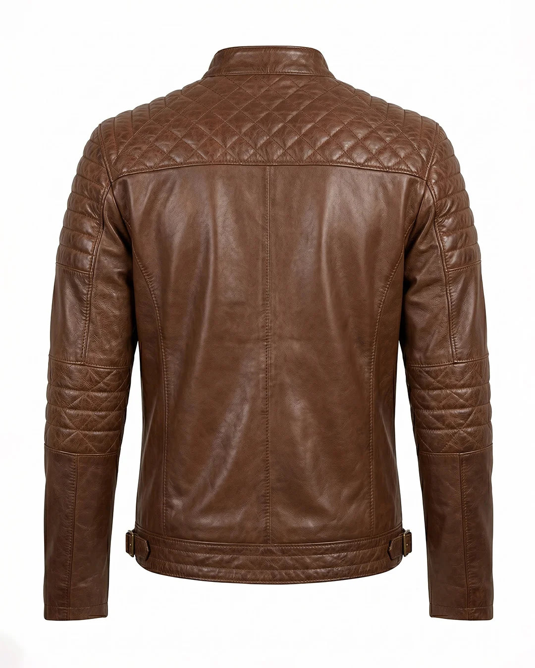 Brown leather jacket on a white background
