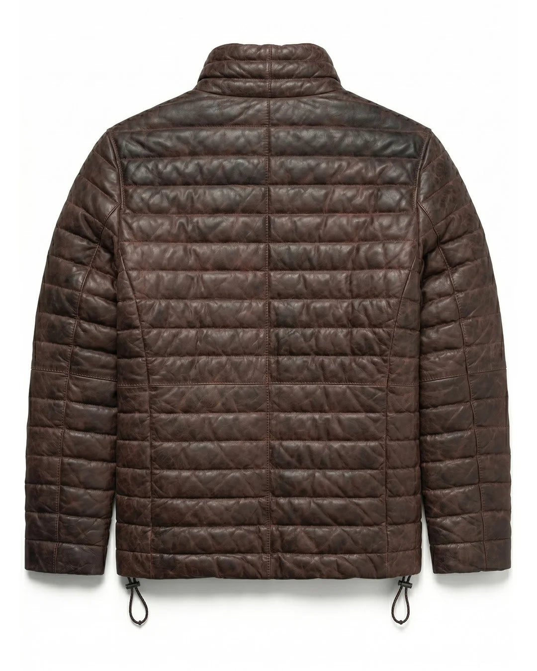 Brown quilted jacket on a white background