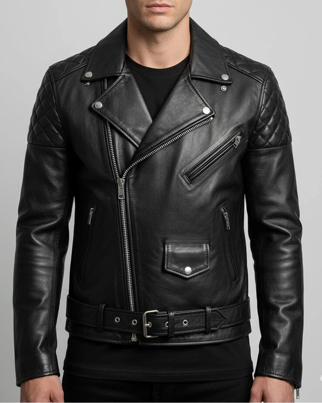 Genuine Black Leather Jacket for Men - Image 1