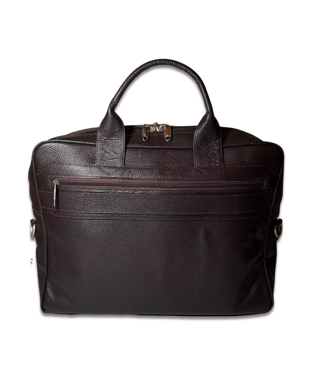 Brown leather briefcase on a white background