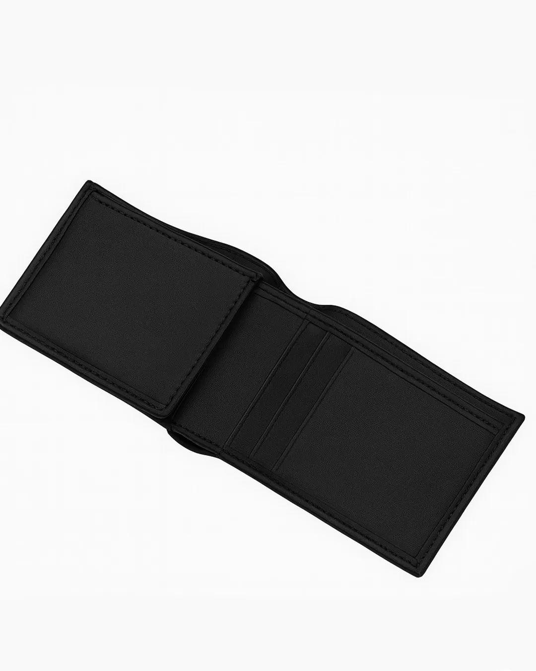 Black leather wallet on a white background