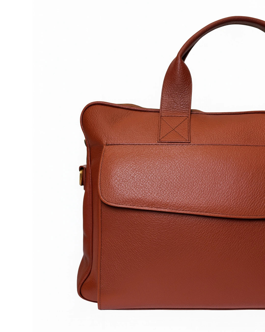 Brown leather bag on a white background