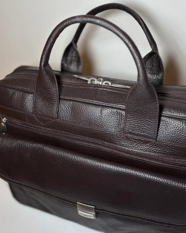 Dark Brown Sleek Laptop Bag - Image 3