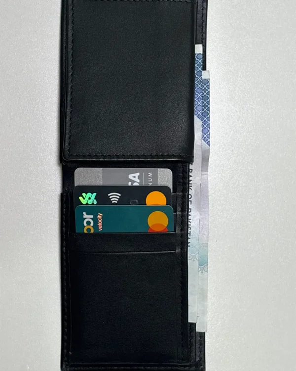 Tri-Fold Black Wallet For Men - Image 3