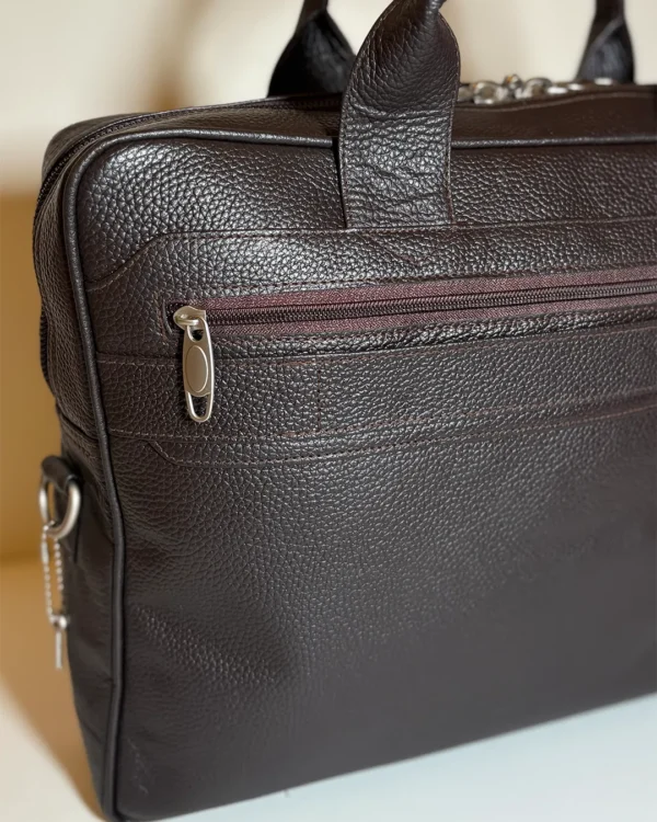 Dark Brown Sleek Laptop Bag - Image 5