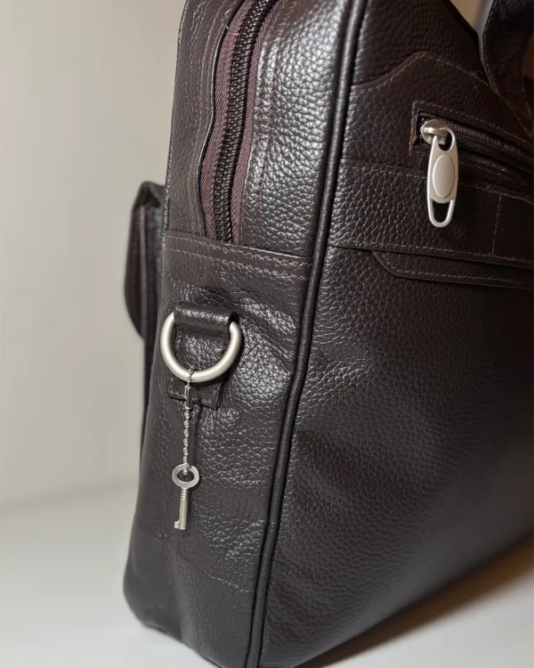Dark Brown Sleek Laptop Bag - Image 6