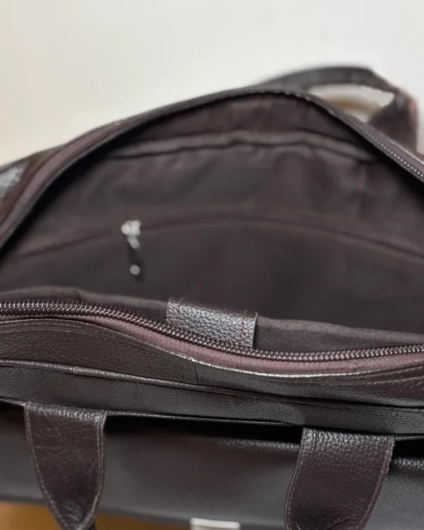 Dark Brown Sleek Laptop Bag - Image 9