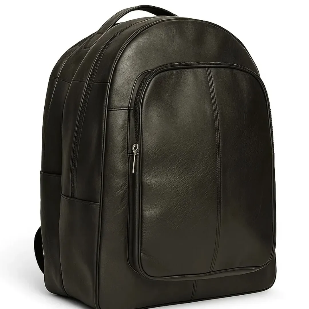 Classic Black Leather Backpack