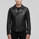 Asymmetrical zip leather jacket men