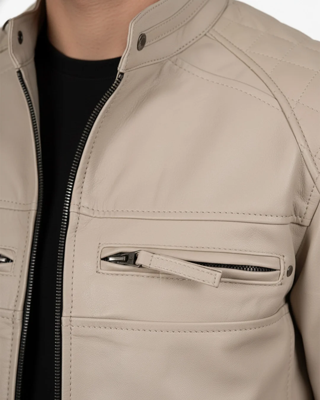 Men’s Beige Leather Jacket