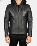 Casual Hooded Leather Jacket Men