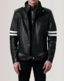 Men Stand Collar Leather Jacket