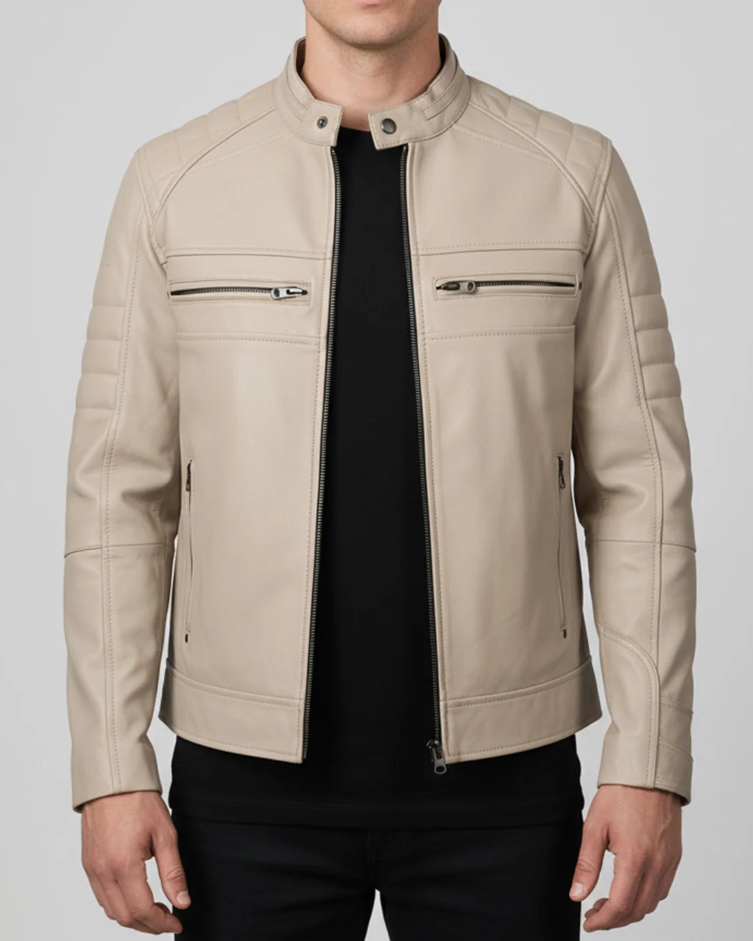 Men’s Beige Leather Jacket