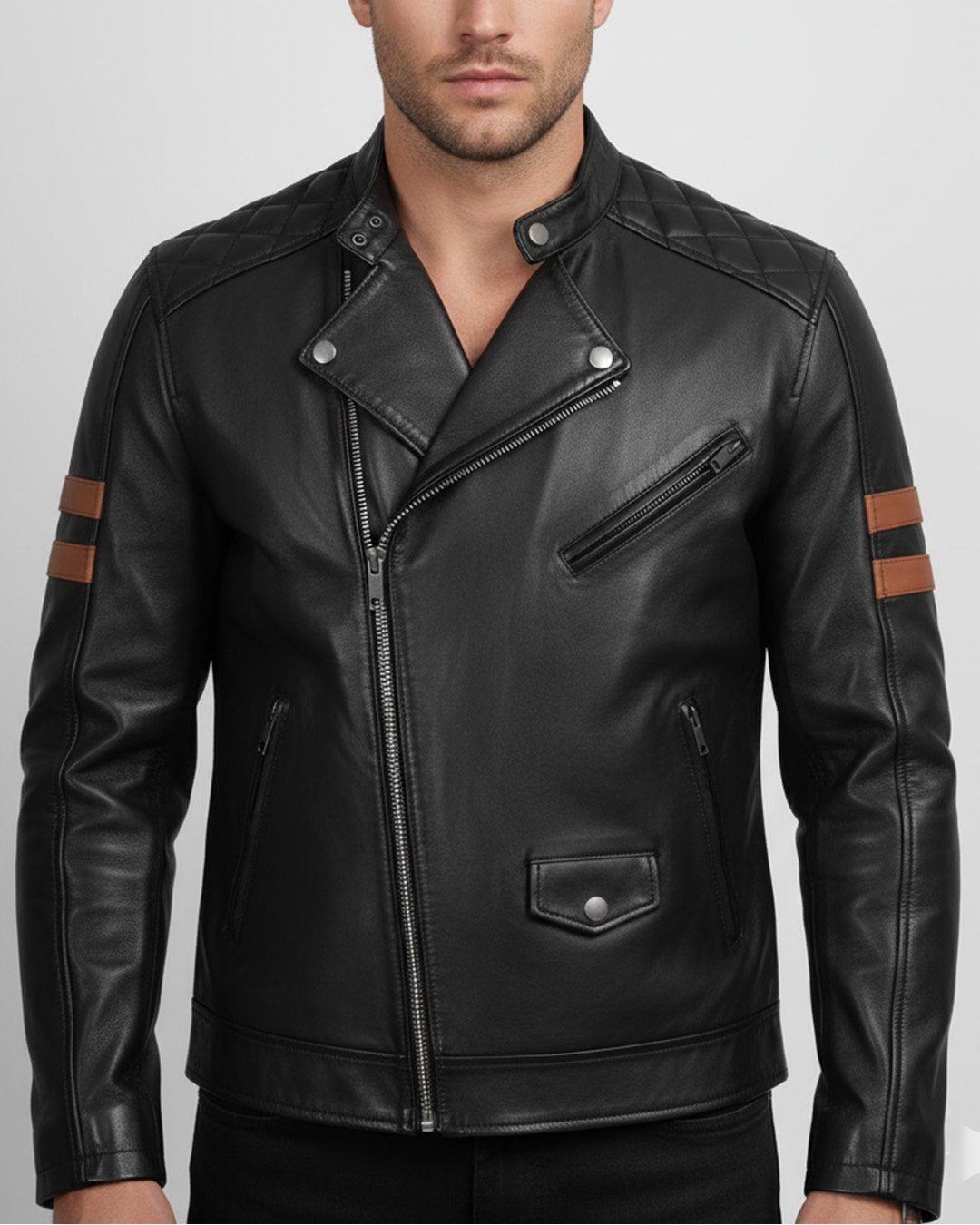 Men’s Quilted Biker Leather Jacket