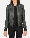 Women Zip Front Leather Jacket