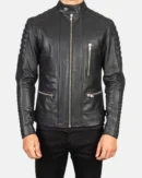 Classic black leather jacket men