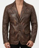 Men's Vintage Brown Quilted Leather Biker Jacket